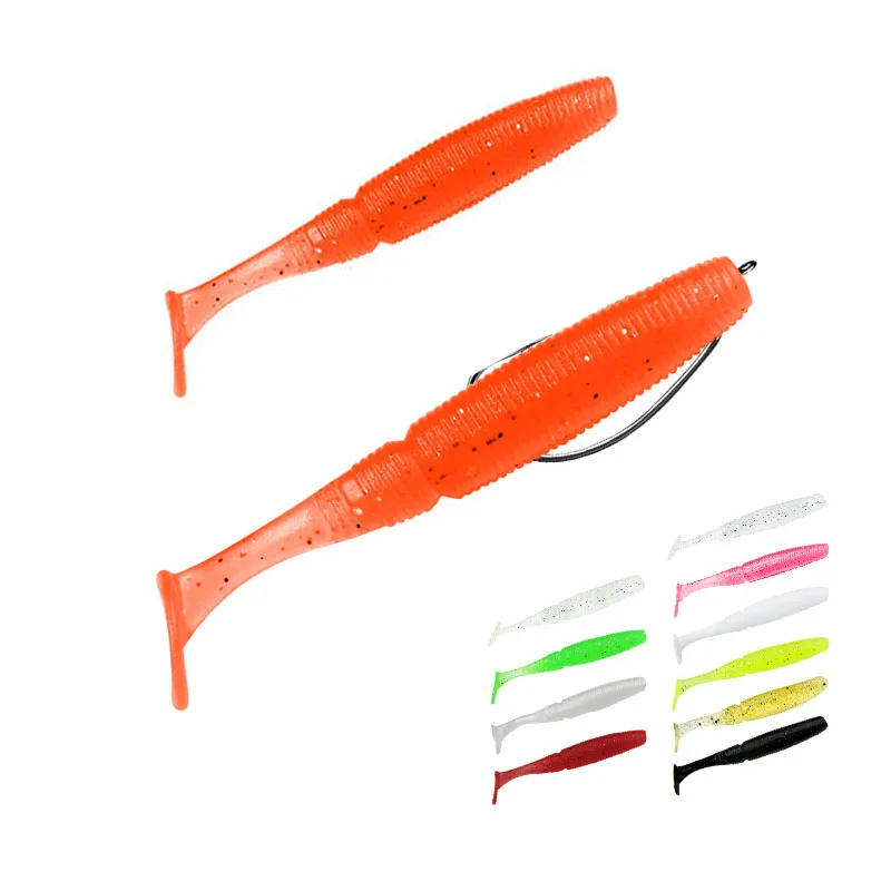 5Pcs 7.5cm 3g Soft Lures T Tail Silicone Bait For Sea Fishing Lures Pesca Isca Artificial Wobblers Soft Worm spiral Soft bait