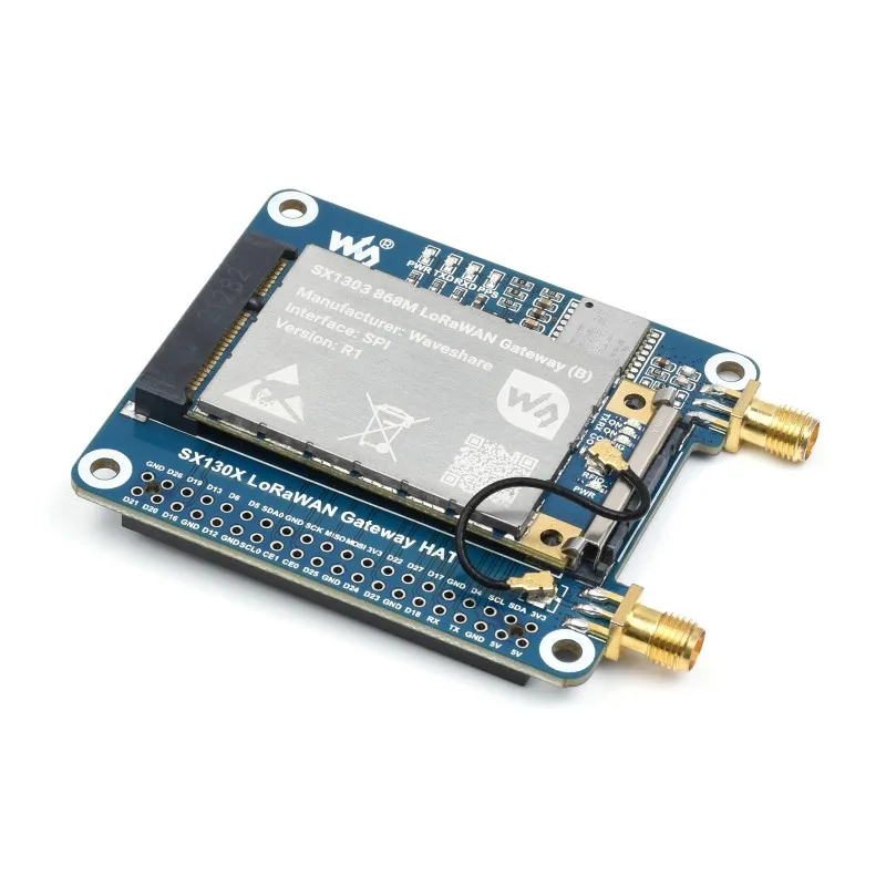 SX130x 868M/915M LoRaWAN Gateway Module for Raspberry Pi, Standard Mini-PCIe Socket, Long range Transmission