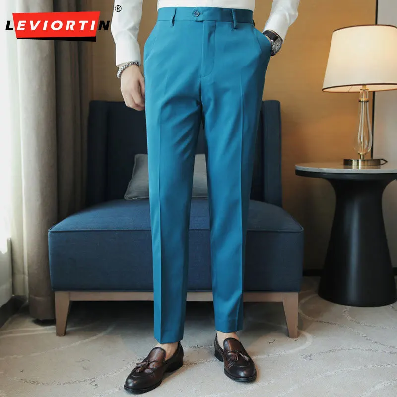 2023 New Solid Color Straight Tube Casual Pants Trend Versatile Small Feet Pants High Quality Fashion Simple Men's Suit Pants