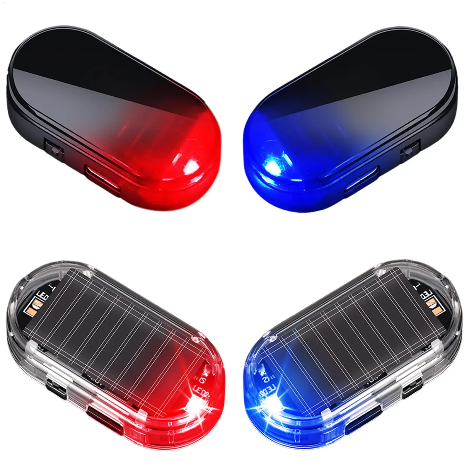 Car Solar Alarm Light Solar Charging With USB Port LED Simulated Alarm Light For Car For Sedan Truck Caravan Garage Overnight