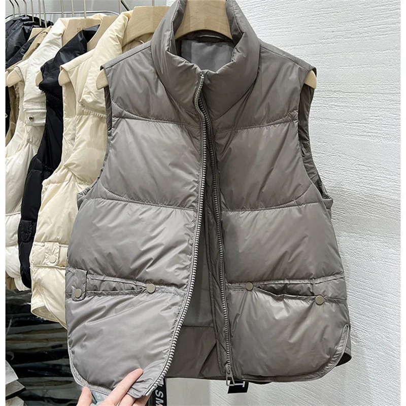 Short Down Cotton Vest Women 2023 Spring Autumn Winter New Loose Fitting Outer Jacket Female Warm Vest Camisole Jacket Cardigan