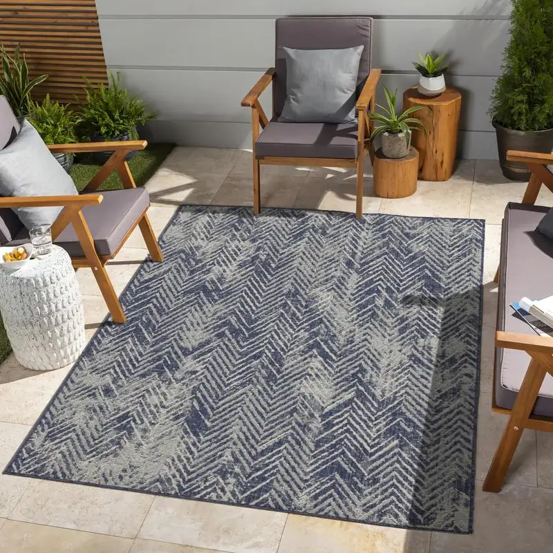 

Blue 7 ft 10 in x 10 ft 3 in Indoor Outdoor Area Rug