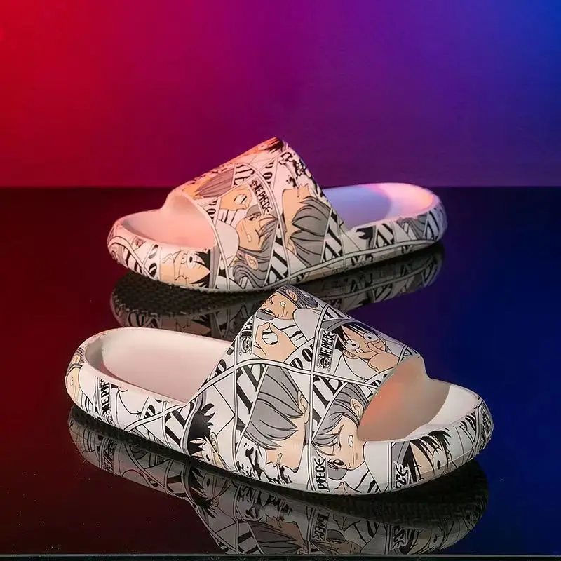 Luffy One Piece Cartoon Animation Thick Soled Trendy Casual Versatile Summer Outerwear Home Comfort Creative Slippers Gift