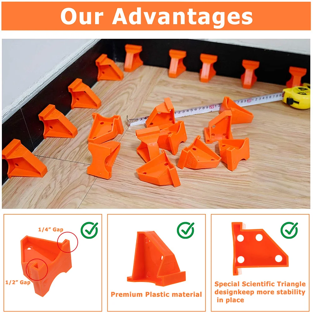 

30Pcs Flooring Wedges Plastic Floor Installation Spacers for Laminate Vinyl Hardwood Floating Wood Flooring Tools