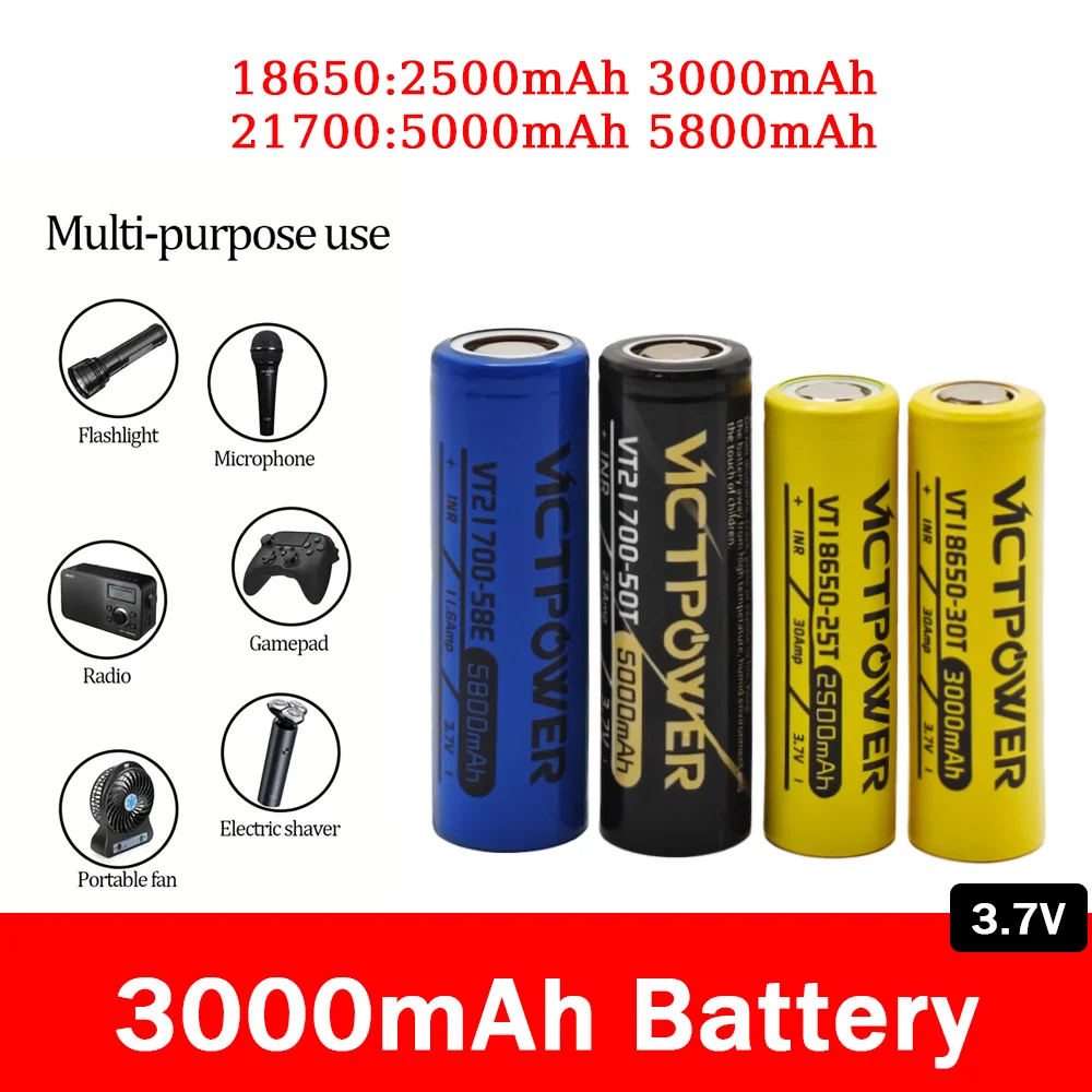 Victpower Original 3.7V 3000mAh 18650 batterie Rechargeable 18650 Lithium haute courant 30A Batteries de puissance pour outil de tournevis
