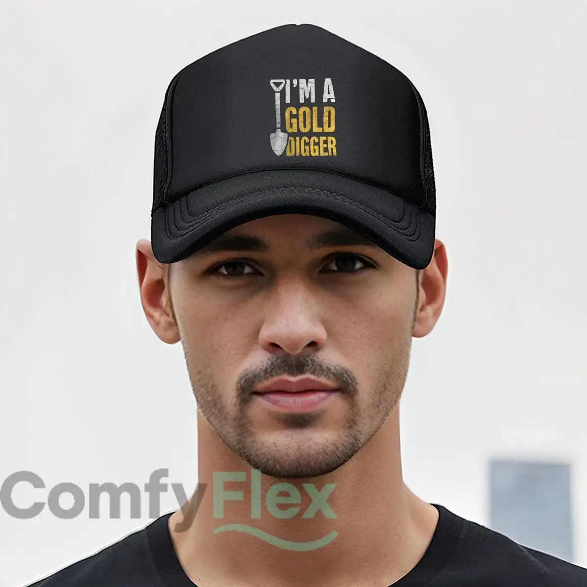 قبعة بيسبول شبكية بنص "أنا حفار ذهبي".