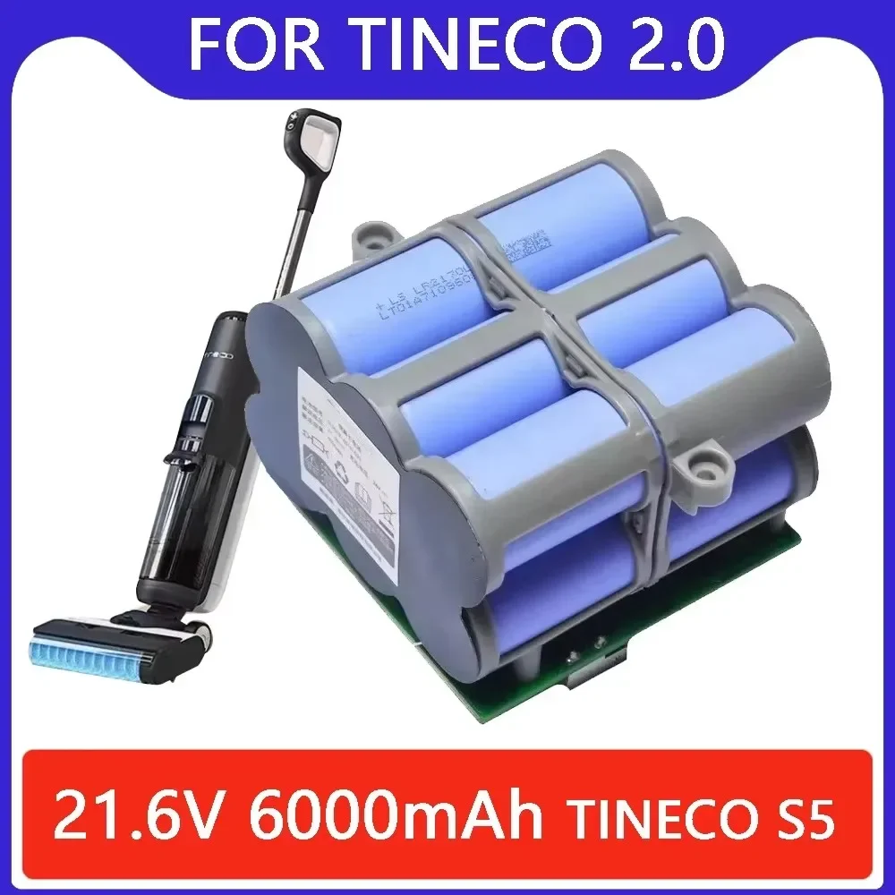 

For Tineco 21.6V 6000mAh Replacement Battery FLOOR ONE 2.0 S5 PRO 2 S5 Smart S5 Steam Floor Scrubber Accessories Parts