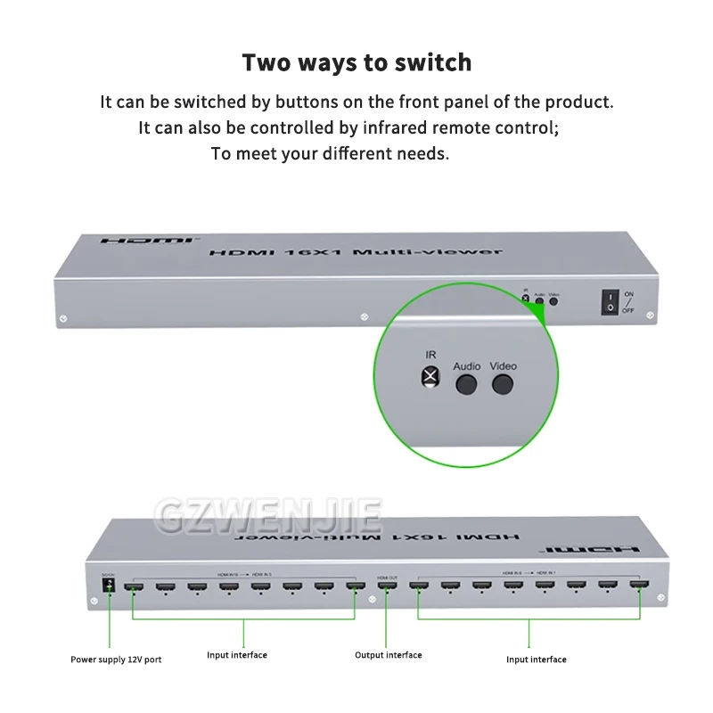 1080P HDMI 멀티 뷰어 스위치, 16x1 HDMI 8 채널 비디오 심리스 스위치, 16 인 1 아웃 화면 분할기, 16 보기 모드