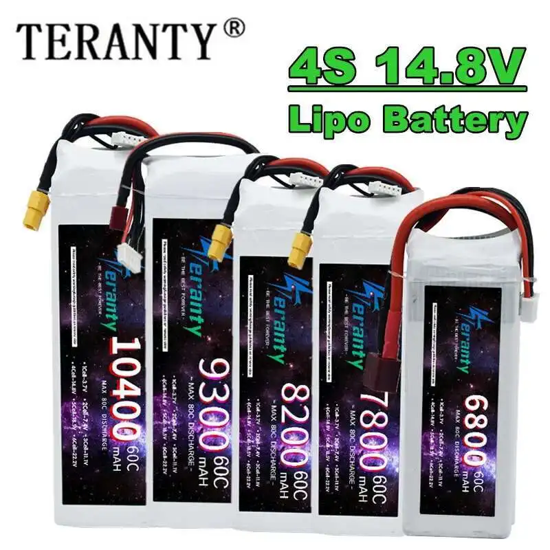 TERANTY 4S Lipo Battery 14.8V 1800/2600/2800/3300/4200/5200/6000/6800/7800/8200/9300/10400mAh For RC Model Toy Aircraft Boat Car