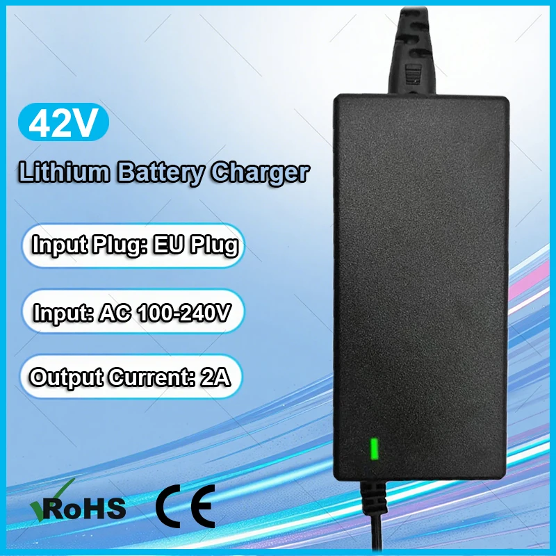 

Зарядное устройство для литиевых батарей 42 В, 2 А, универсальный адаптер питания для аккумуляторов AC100-240 В, 36 В, 2 А, автомобильная зарядка, вилка европейского стандарта, аксессуары для инструментов