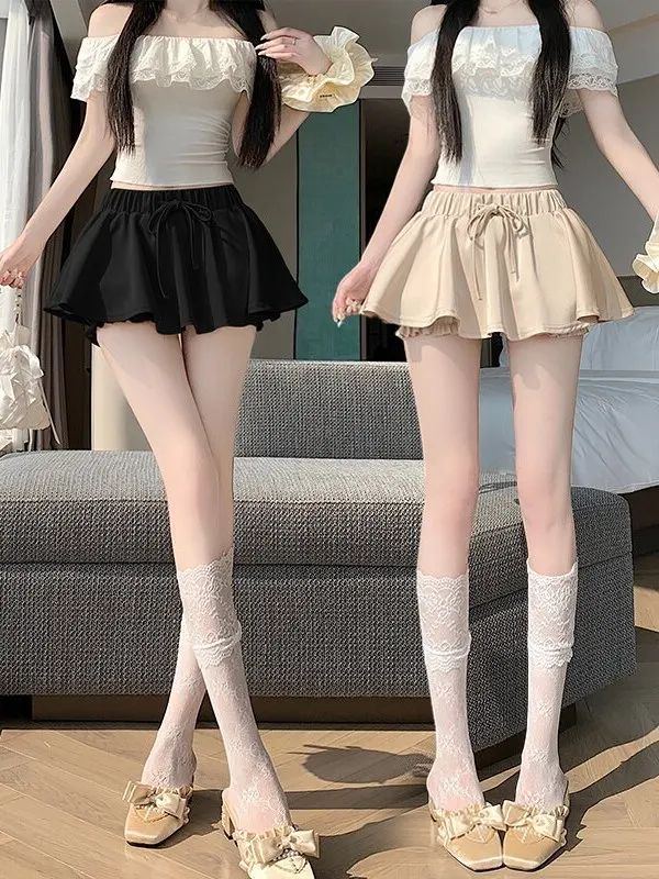 Pure Desire Sexy Girl Ballet Style Satin Half Skirt High Waist Drawstring Puffy Skirt Soft Comfortable Bridesmaid Dress