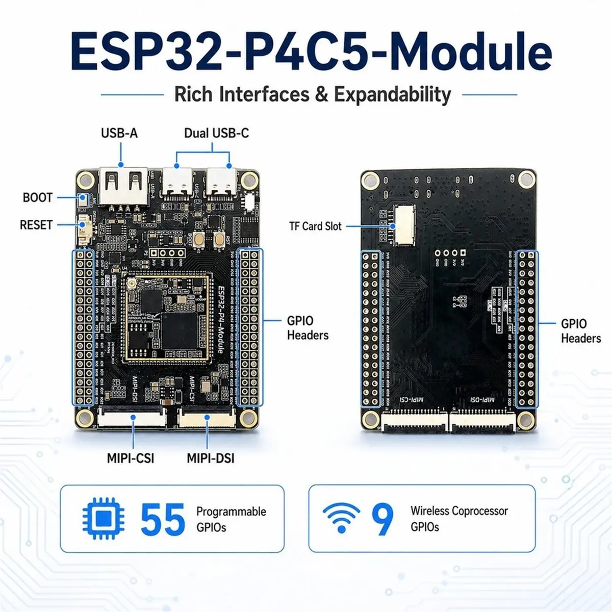 P4C5-Module AIoT Development Module P4 C5 Dual-Band Wi-Fi6 Bluetooth 5 LE MIPI- MIP