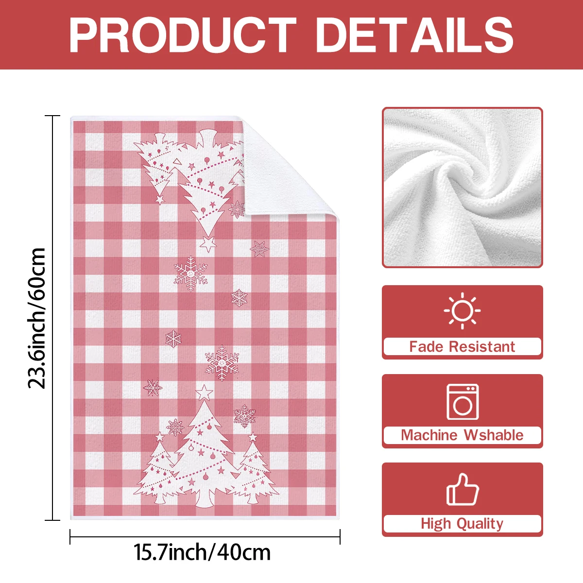 4/6 قطع من مناشف المطبخ لعيد الميلاد، شبكة الجاموس الوردي، شاحنة قزم شتوية، تصميم رجل الثلج، أطباق بنمط مطبوع، سهلة التنظيف #2