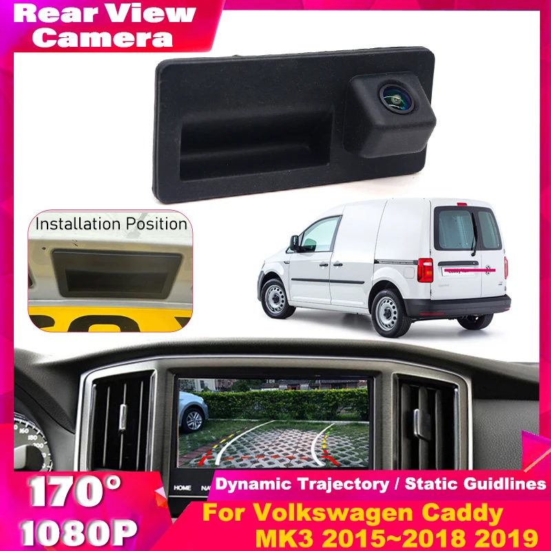 

Камера на ручке багажника автомобиля для Volkswagen Caddy MK3 2015 2016 2017 2018 2019, ночное видение, водонепроницаемая резервная камера заднего вида