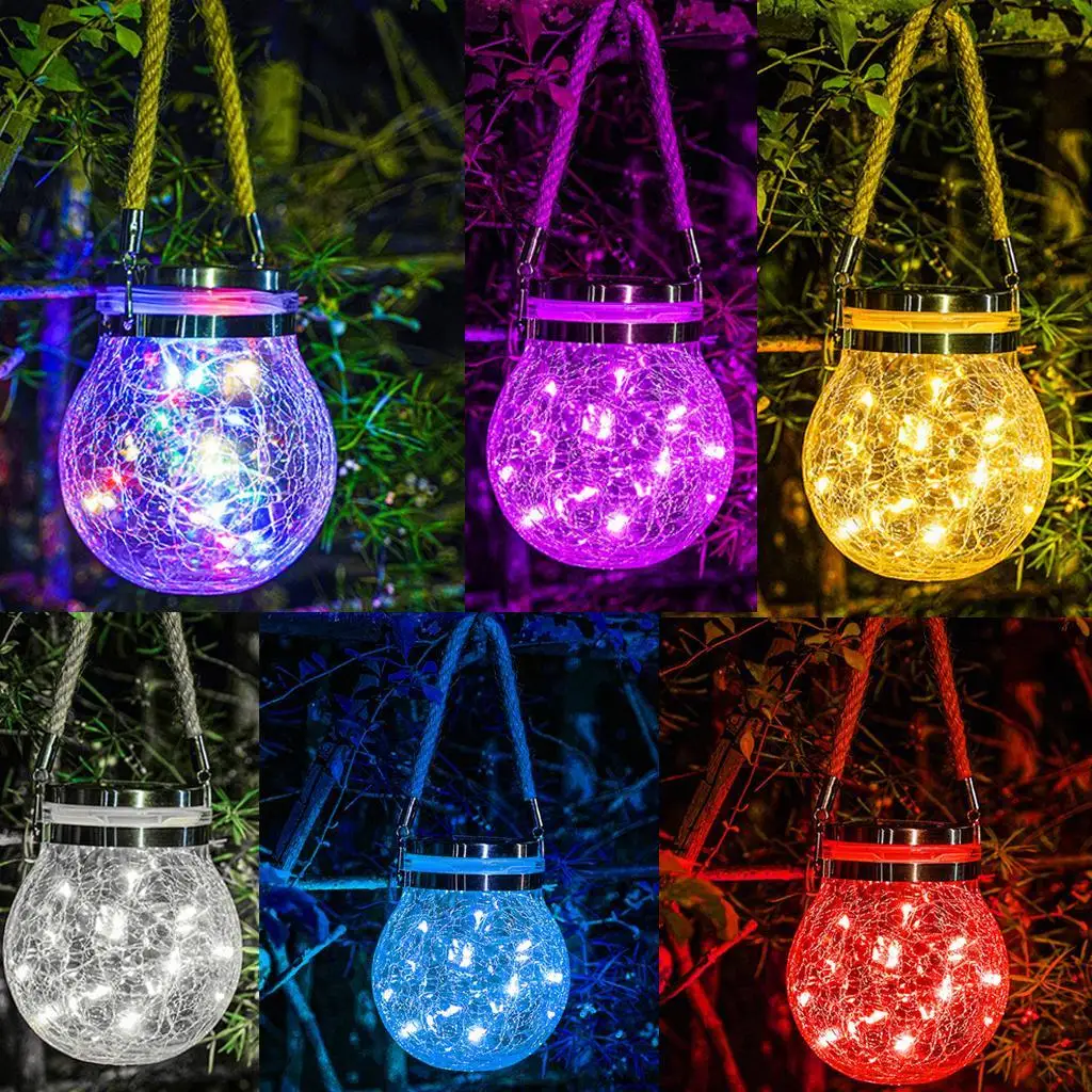 Outdoor Hanging Fairy Lights with Hangers and Jars, Festive Christmas Lighting