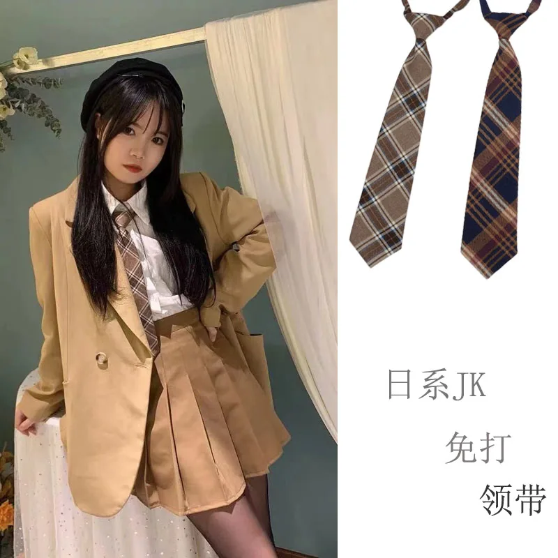 jk small tie narrow lazy men and women couples free festival trend school uniform student day department preppy style ins buckle