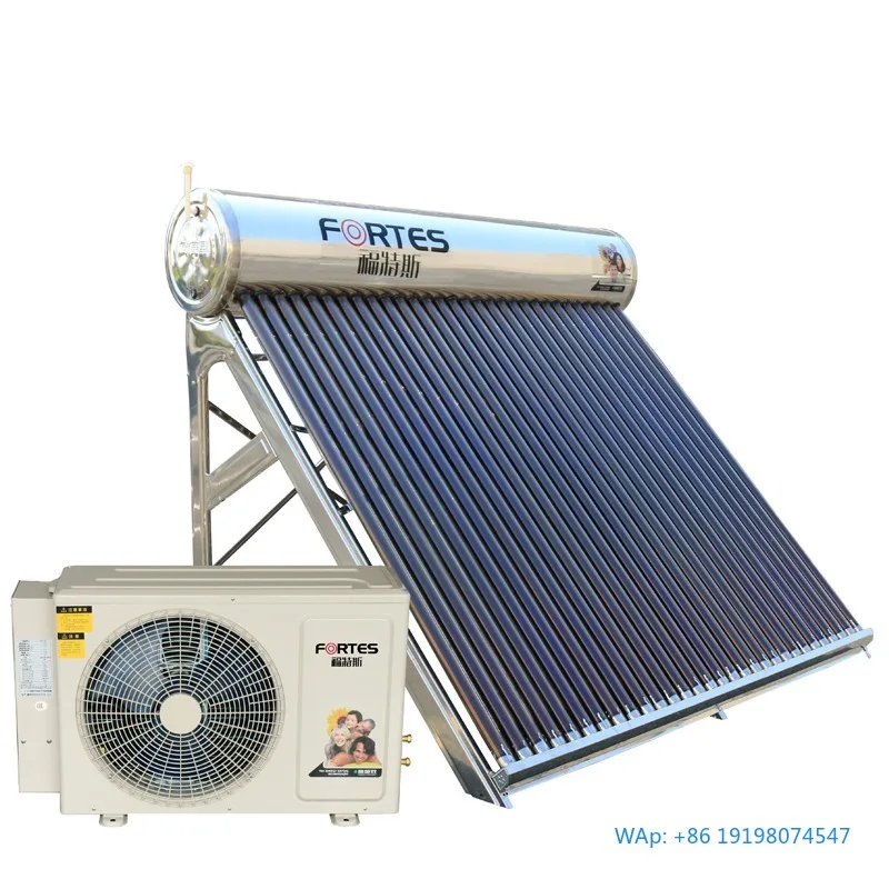 

Pressurized Evacuated Tube Hybrid Solar Water Heater System + Air Source Air to Water Heat Pump for Home