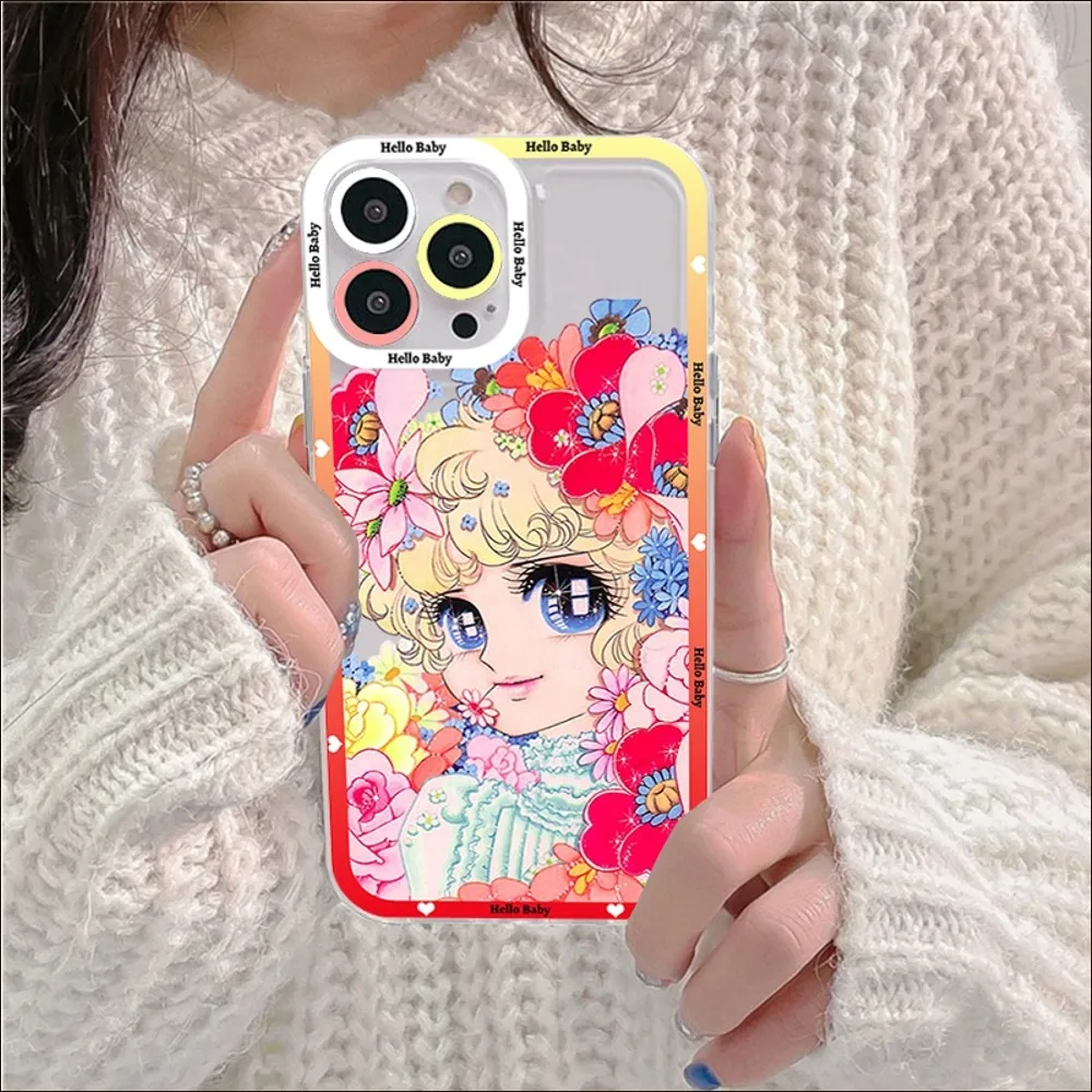 حافظة هاتف أنيمي مانغا كاندي لهواتف آيفون 11 12 13 14 Mini Pro Max XR X XS حافظة شفافة لهاتف 8 7 6 Plus SE 2020