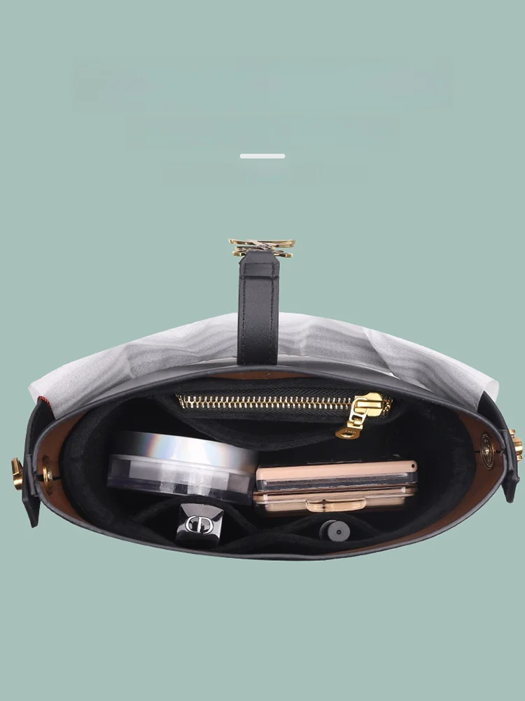 ييف سان لوران LE37 حقيبة دلو حقيبة داخلية جلدية مخملية منظم تخزين مقاوم للماء حقيبة مستحضرات التجميل النسائية وسادة داخلية #5