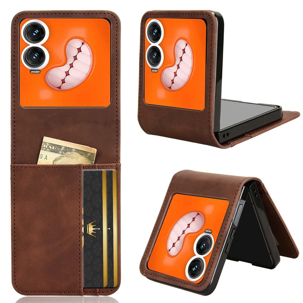 Leather Wallet Case for Infinix Zero Flip X6962, Magnetic Book Flip Cover, Card Photo Holder, Luxury Mobile Phone Cases