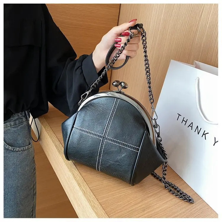 Fashion Women Shoulder Bag Casual Chains Crossbody Bag Small Kiss Lock Female Handbag Pu Leather Cute Flap Lady Bolsa Feminina