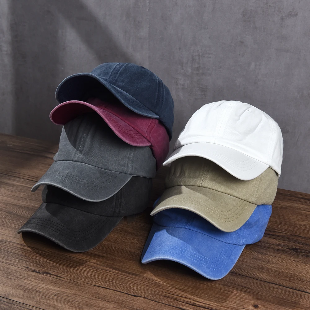 Unisex Cotton Baseball Cap Washed Cloth Men Women Snapback Truck Hat Vintage Hip Hop Fitted Caps Solid Color Dad Bone Casquette