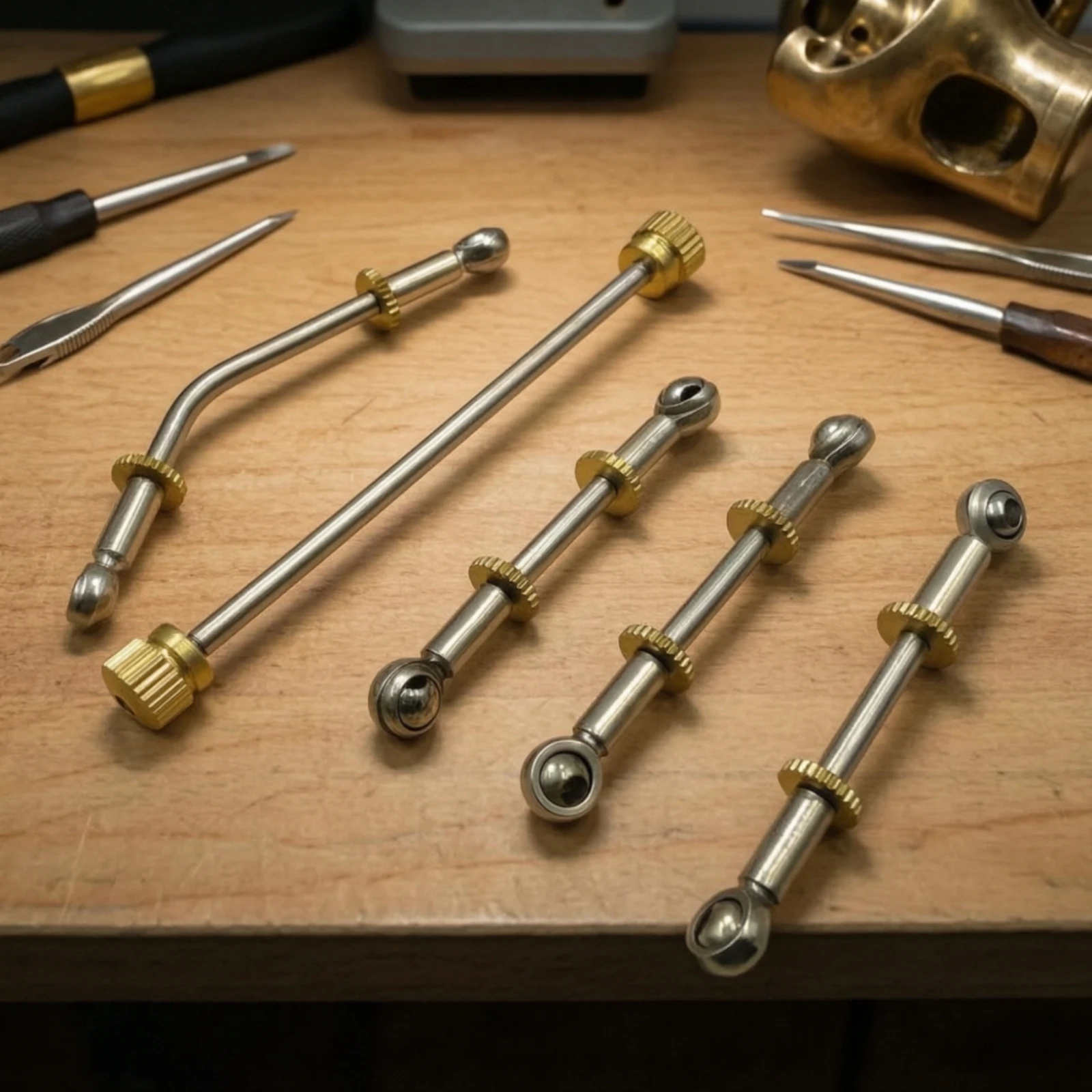5 Pieces Linkage Rods with Eyelet Ends Compact Hardware for Brass Players, Maintenance Shops