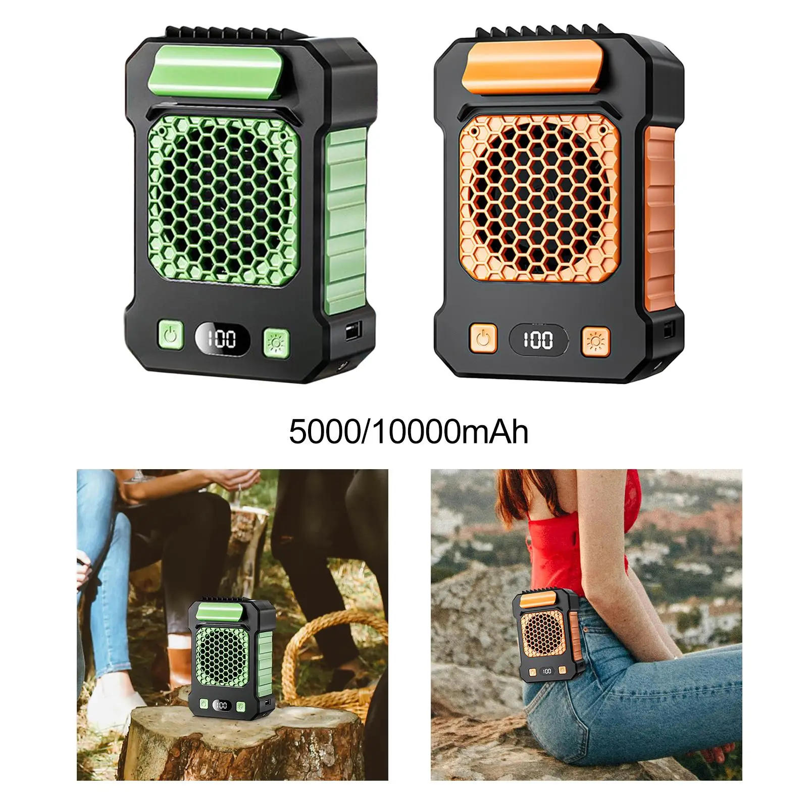 Mini Waist Clip with Light Cooling Fan for Sports Backpacking Worksite