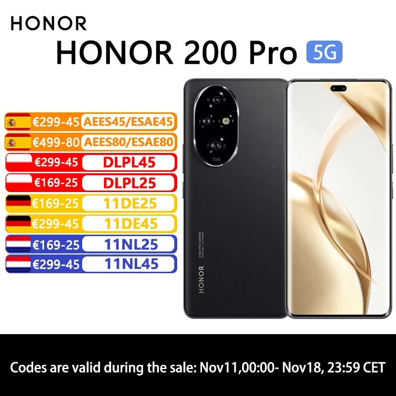 HONOR 200 Pro 5G 12GB+512GB,Snapdragon 8s Gen 3.50 MP Camera,100W Charging,Wireless Charging,5200 mAh,Global Version