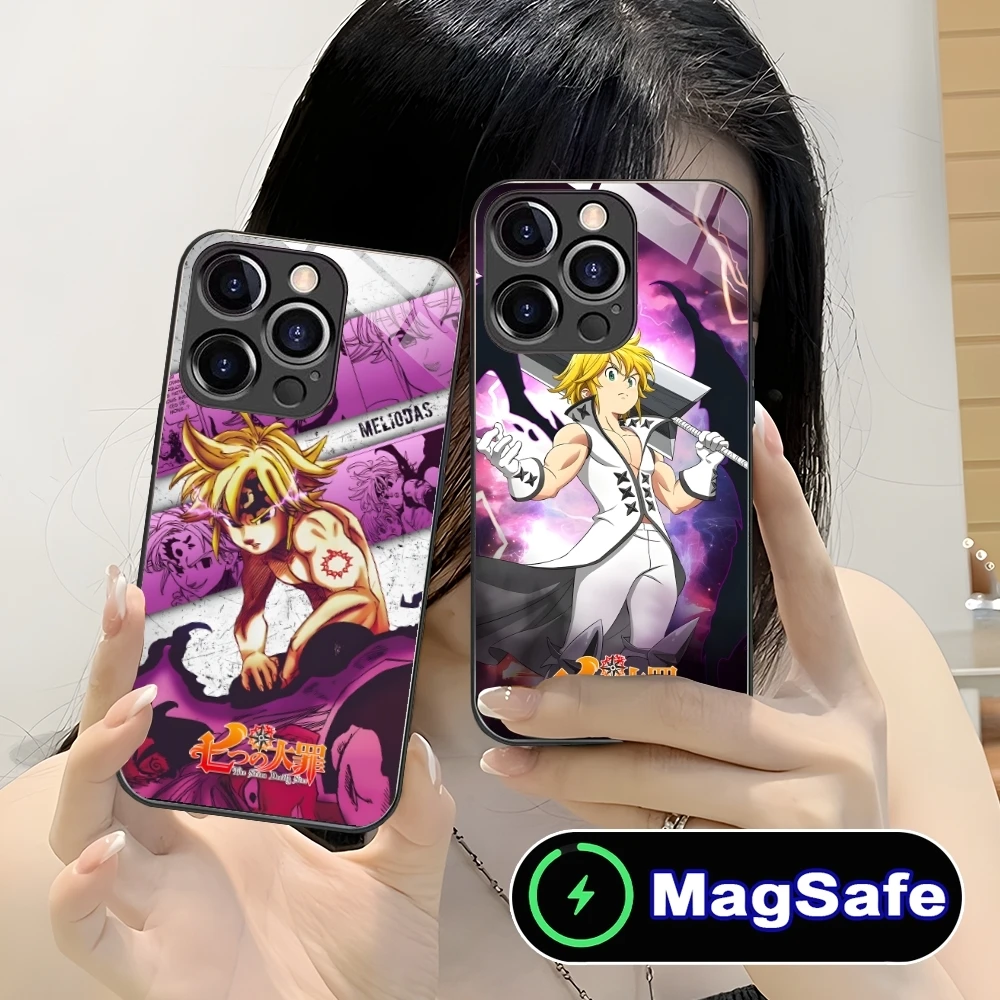 Seven Deadly Sins Meliodas Mobile Phone Case for iPhone 16 15 14 13 12 11 Pro Max Plus Mini MagSafe Wireless Charging Glass Cove