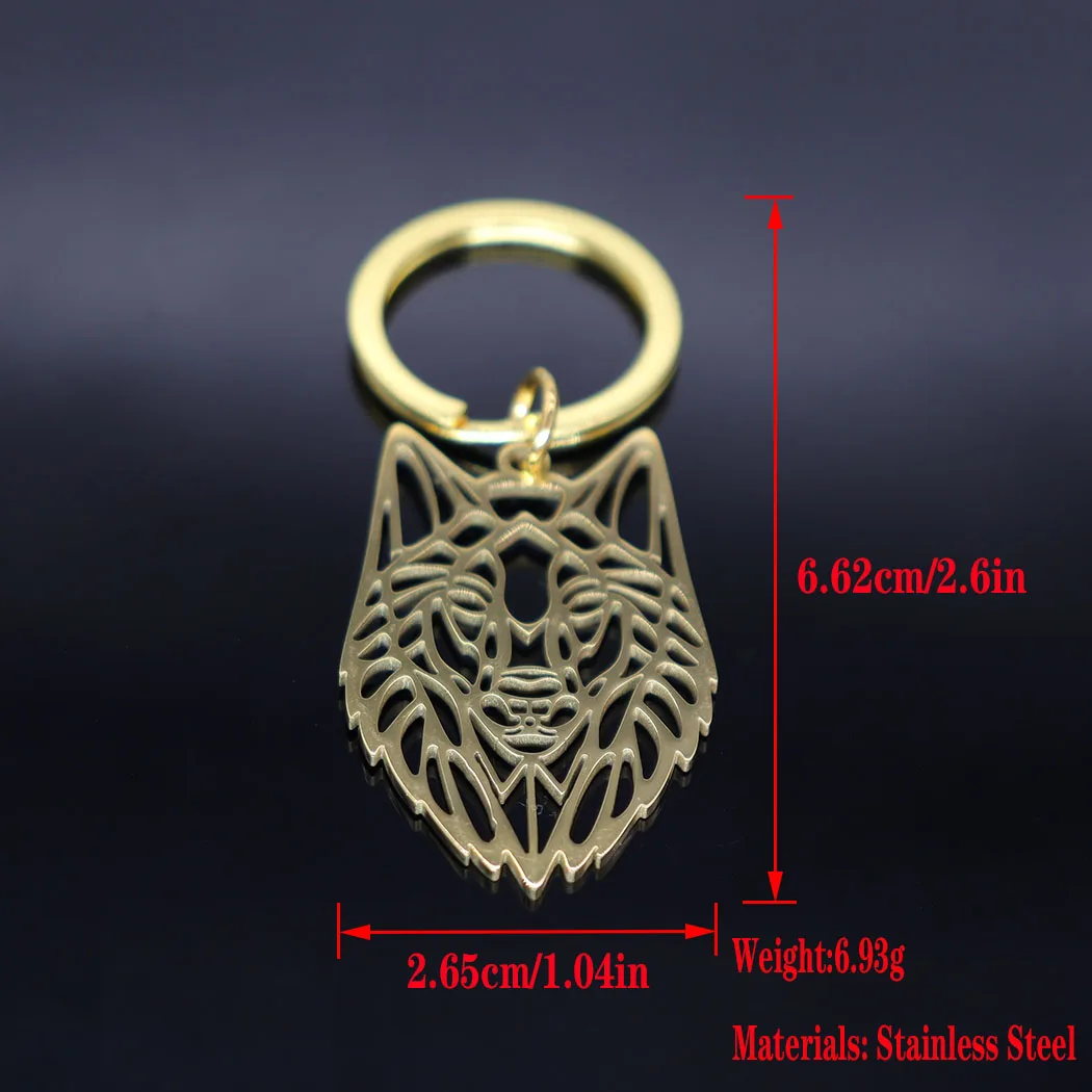 2024 new fashion stainless steel Wolf head pendant key chain temperament all match animal key chain men and women accessories ac