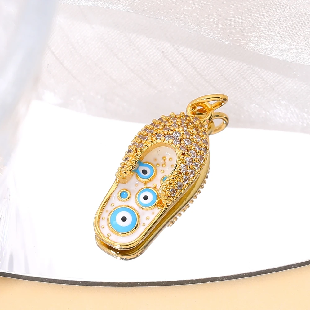 Juya Handwerk Bunte Emaille Anhänger Hausschuhe Hamsa Fatima Türkische Griechische Bösen blick Charms Für DIY Mode Schmuck Machen – Detail 10