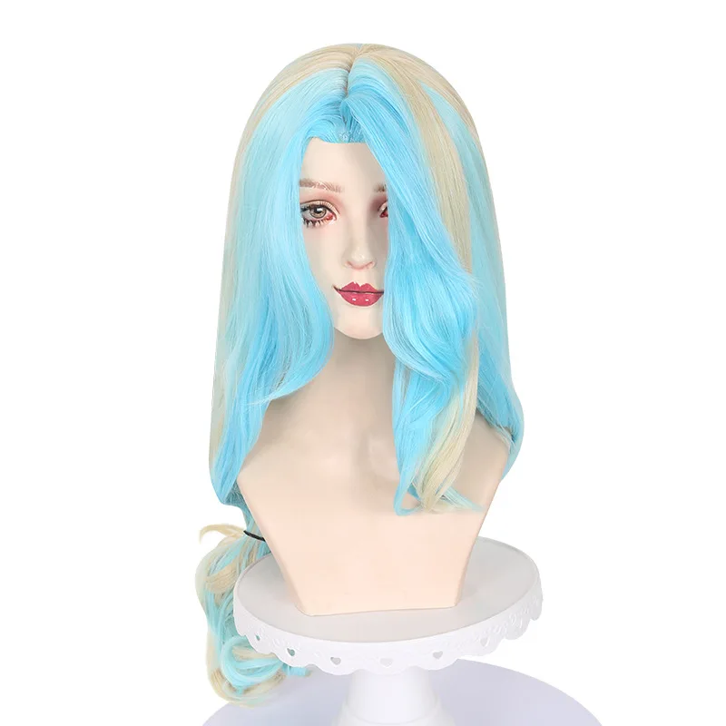 Steamy North Star peruca longa ondulada de dois tons de cor mista com parte superior de couro cabeludo realista