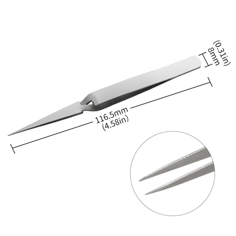 Stainless Steel Tweezers Reverse Round Head Reverse Fork Pointed Labor-Saving Fixed Self-locking Clip Hand Tools