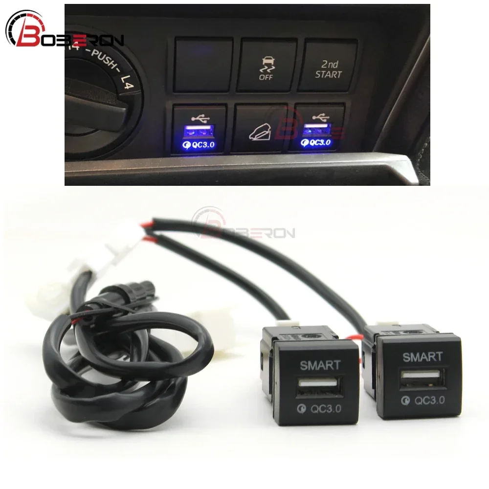 12V 22x22mm Dual 2 USB Mobile Phone Quick Charger for Toyota Land Cruiser Prado 150 Series Rav4 Camry Hiace Corolla Accessories