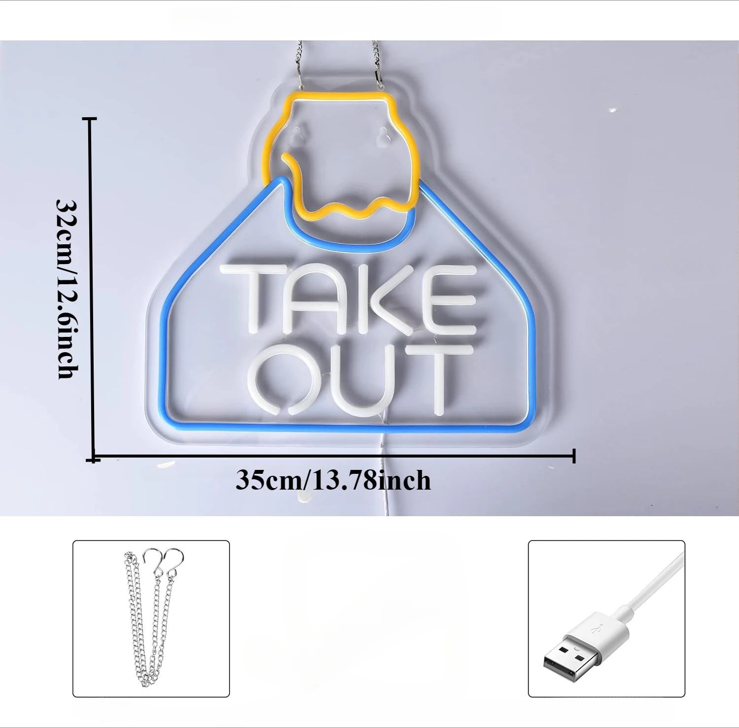 Take Out Neon Signs LED Takeaway Neon Shop Signs Restaurant Bar Coffee Shop Signs Remind Takeaway Workers and Customers