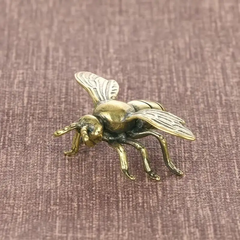 1pc Solid Brass Bee Statue Ornaments Creative Antique TeaPot Statue Craft Copperware Study Office Decor, Gifts Crafts Collecti