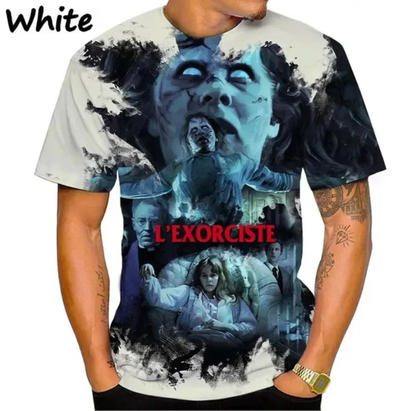 Horror Movie The Exorcist 3D Printed T-shirt Round Neck Short-sleeved Casual Tops For Men and Women Cosplay Men\'s Clothing