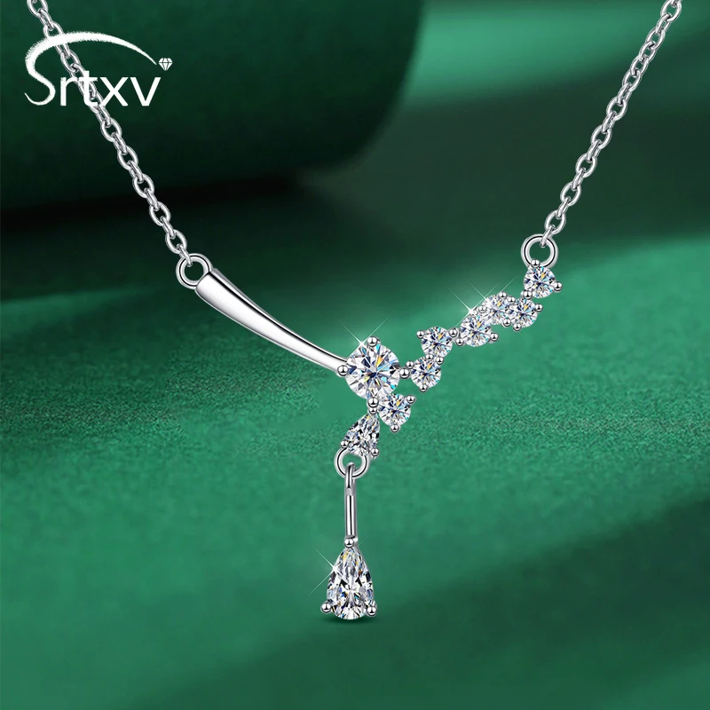 

New Full D Color Moissanite Pendant Necklace For Women S925 Sterling Silver Plated 18K Chain Sparkling Party Gifts Marry Jewelry