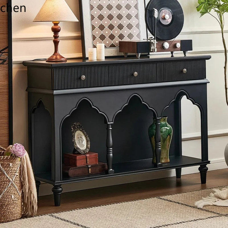 ZML خزانة مدخل من الخشب الصلب لغرفة المعيشة، خزانة تخزين مثبتة على الحائط، خزانة جانبية #2