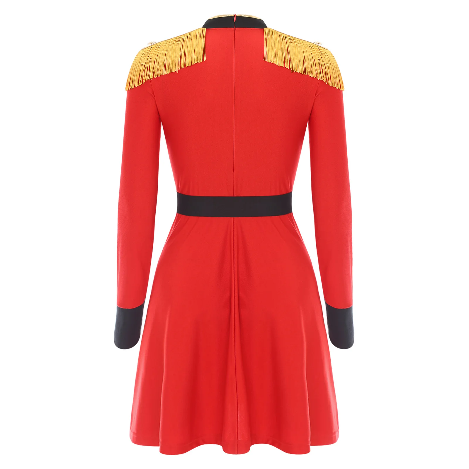 Women Circus Ringmaster Costume Lion Tamer Outfits Long Sleeve Tassel Shoulder Dress with Belt Halloween Carnival Fancy Dress view 5
