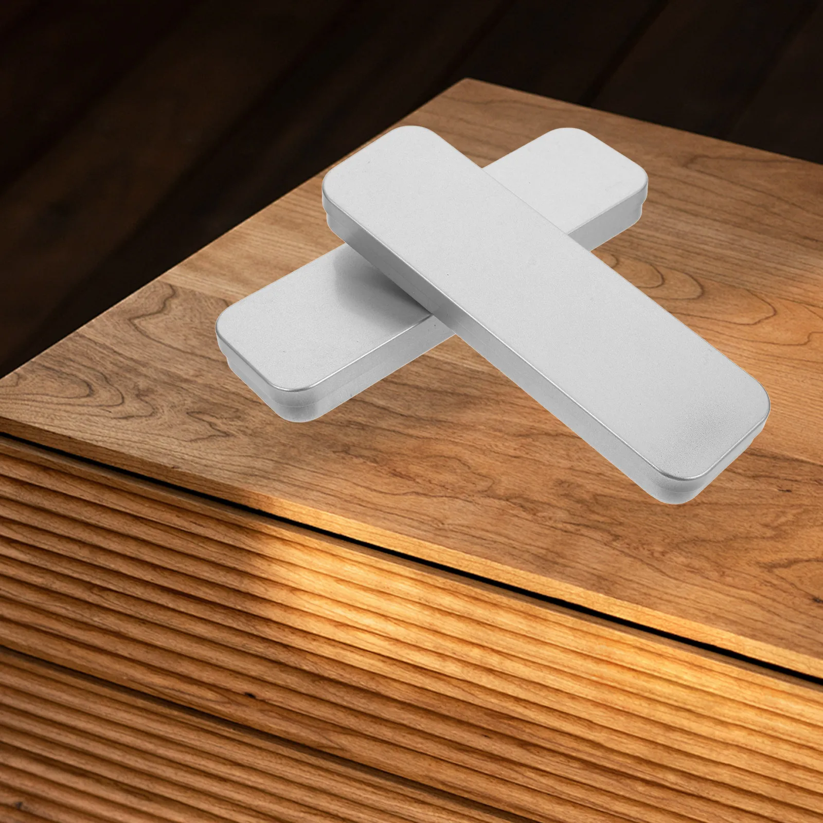 2Pcs Tool Storage Boxes Rectangular Tinplate Pencil Cases Multi-Functional Stationery Organizers Pen Holders Tinplate Pencil Box