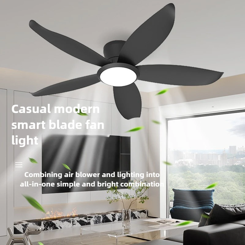 Modern Ceiling Fan Light Living Room Bedroom Remote Control Speed Dimming LED Five-leaf Ceiling Fan Light DC Motor Silent Fan