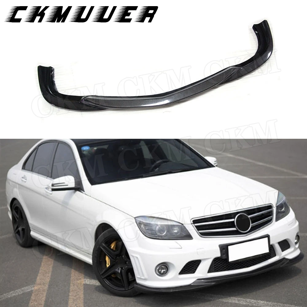 

CKMUUER Карбоновый передний спойлер для Mercedes-Benz C-класса W204 C63 AMG Sport 2008-2011, защита бампера, элементы обвеса