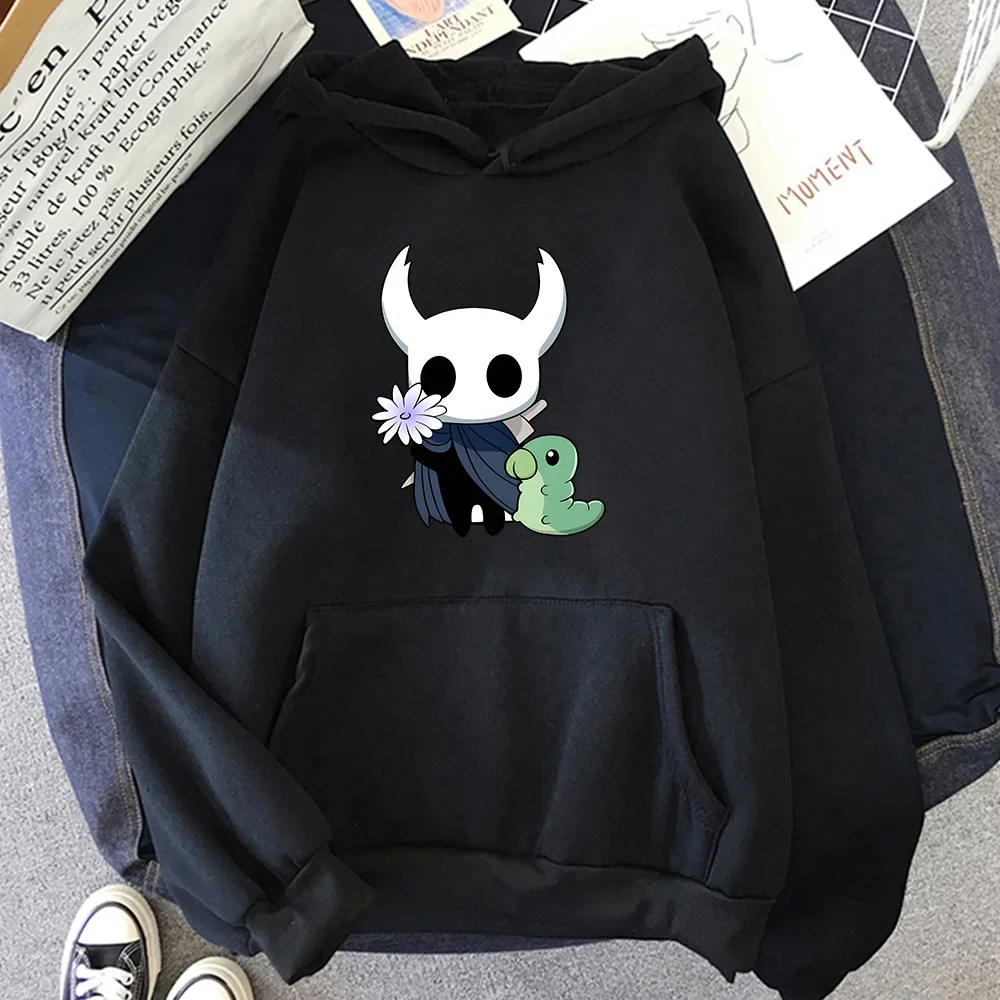 

2025 Hollow Knight Pop Character Printed Hoodie Autumn Casual Sweatshirt Ladies Cute Anime Clothing Comfortable Regular Pullover