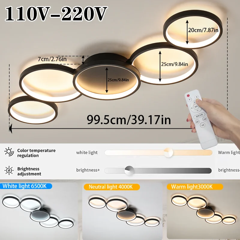 Gouden LED-plafondlamp 110v 220v 3 kleuren dimmen moderne creativiteit afstandsbediening woonkamer slaapkamer aluminium lamp