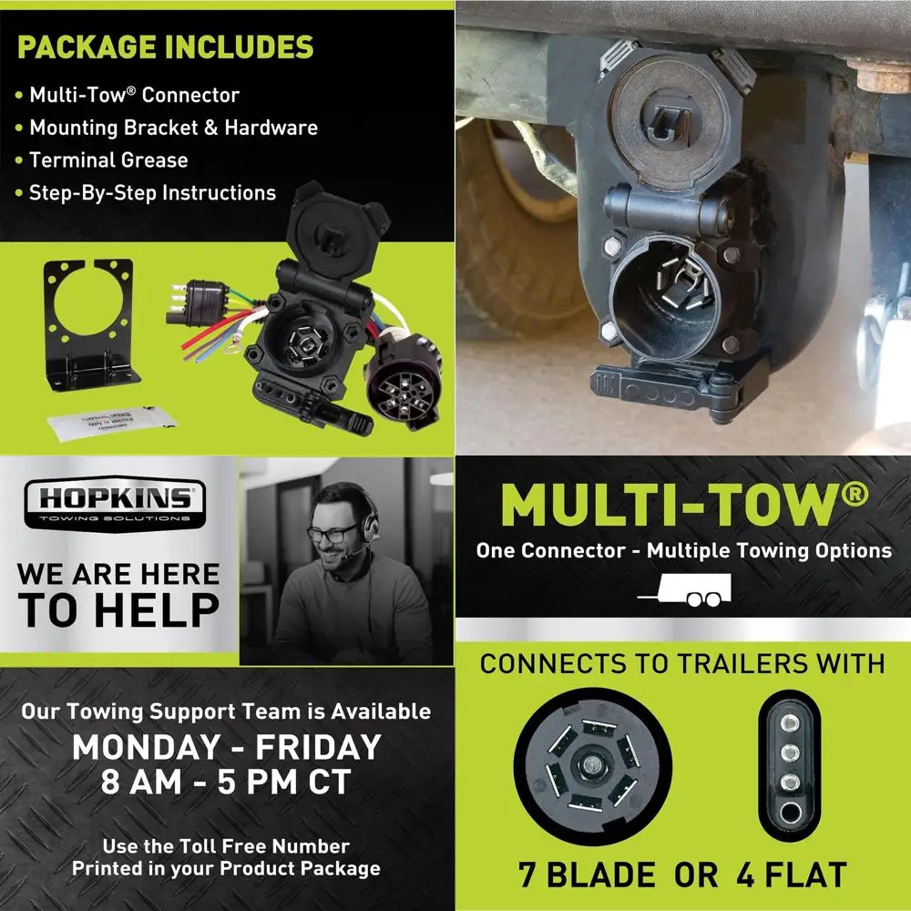 حلول سحب هوبكنز 47180 التحمل متعدد السحب 4 شفرات مسطحة إلى 7 شفرات RV ومجموعة أسلاك مسطحة #1