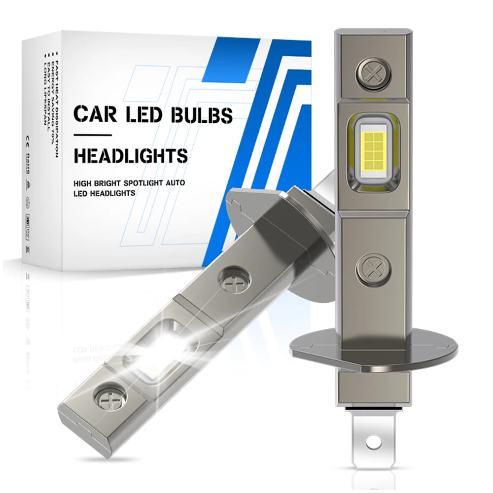 

2Pcs 10000LM H1 LED Lights 6000K Headlight Bulb Mini Size Design Wireless Car Lamp CSP 3570 Chip White Plug&Play No Need Base