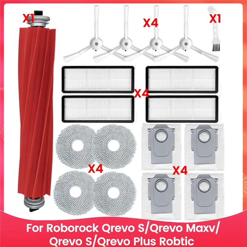 A74X-Kit Aksesori untuk Roborock Qrevo S/Qrevo Maxv/Qrevo S/Qrevo Plus Pel Filter Sikat Penyedot Debu Robtic