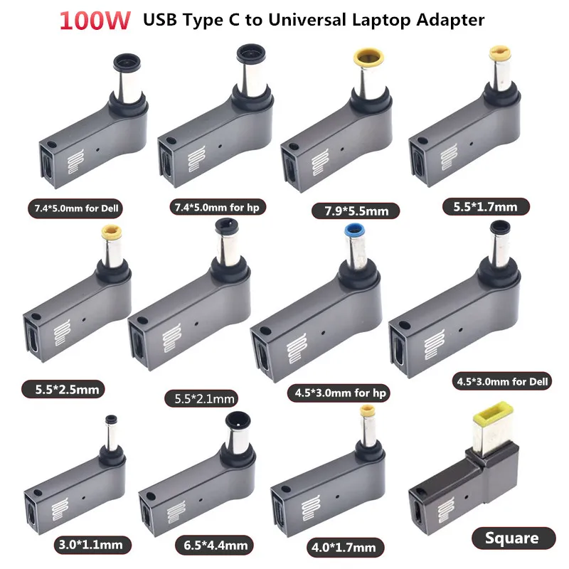 18Pcs/lot PD 100W Laptop Power Charger Supply Adapter Connector USB Type-C Female to DC Male Jack Plug Converter for Acer HP